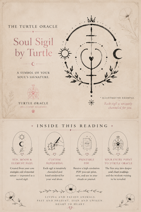 Custom animal soul sigil symbol example from a Turtle Oracle pet astrology reading